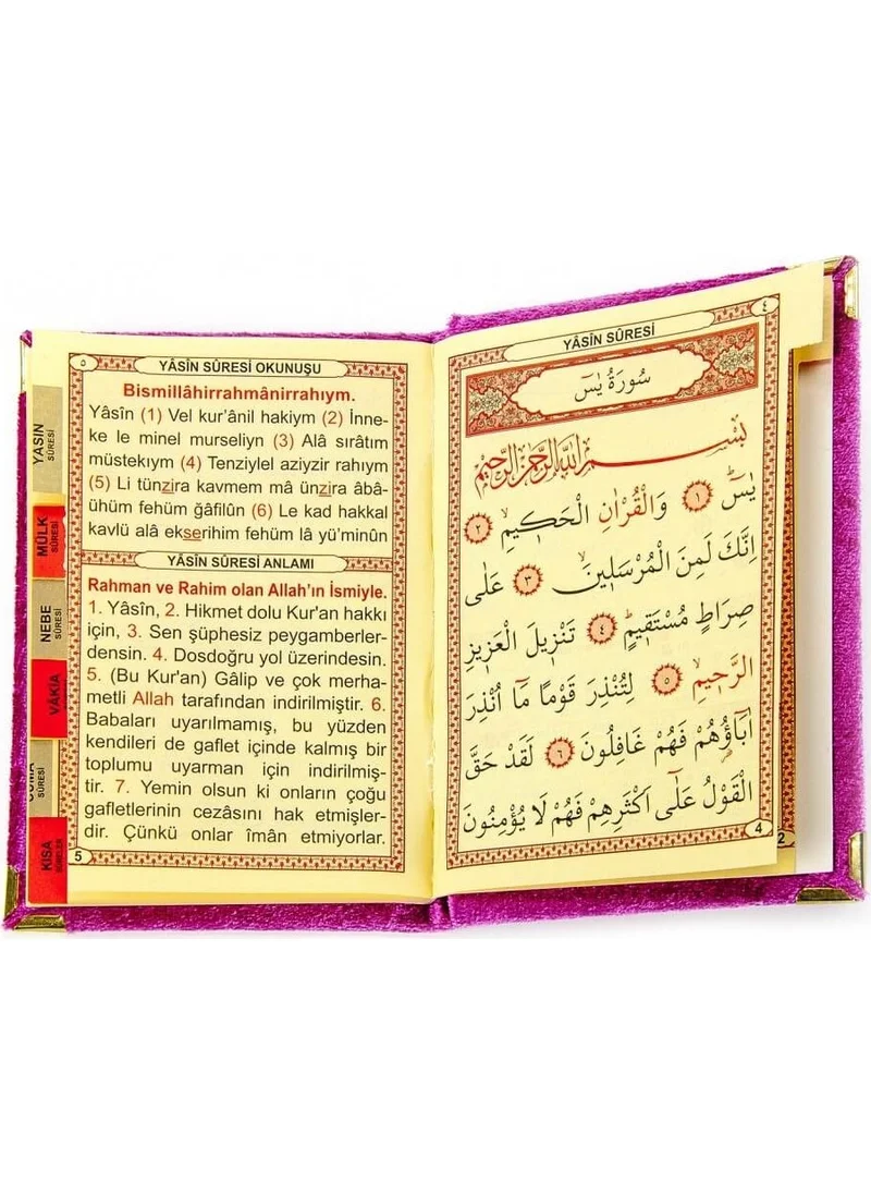 İhvan Brotherhood 20 Pieces Velvet Covered Yasin Book with Allah Words Pocket Size Fuchsia