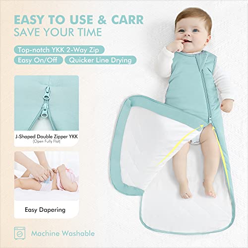 HAPIU Unisex Rayon Made from Bamboo Baby Sleep Sack TOG 1.0, 2-Way Zipper YKK, Wearable Blanket Baby, 6-18 Months, Sage - Image 3