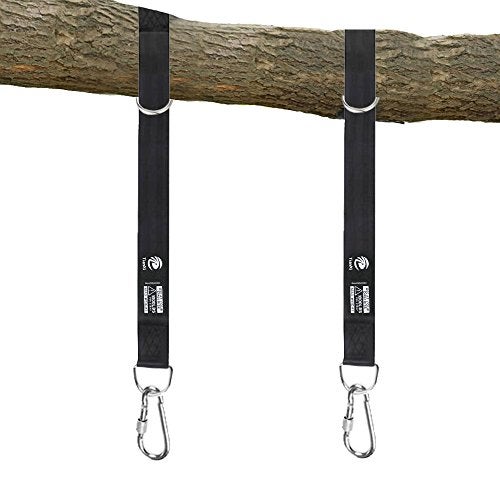 Tianxi Tree Swing Hanging Strap Kit 5ft Outdoor Suspension Straps with Stainless Carabiners 2200lbs Capacity for Baby Garden Toddler Swing in Black - Image 1