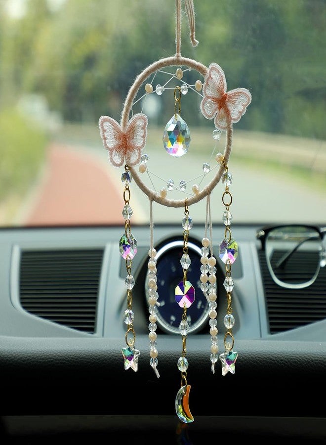 Artilady Dream Catcher for Girls - Pink Butterfly Small Moon Dream Catchers with Crystals Cute Room Decor for Teen Girls Boys Boho Bedroom Wall Home Decorations Birthday Christmas Kids Gifts - Image 4