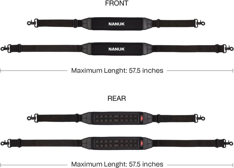 Nanuk حزام كتف قابل للتعديل NANUK، 57.5" - متين، مبطن مع وسادة هوائية غير قابلة للانزلاق - أسود - Image 3