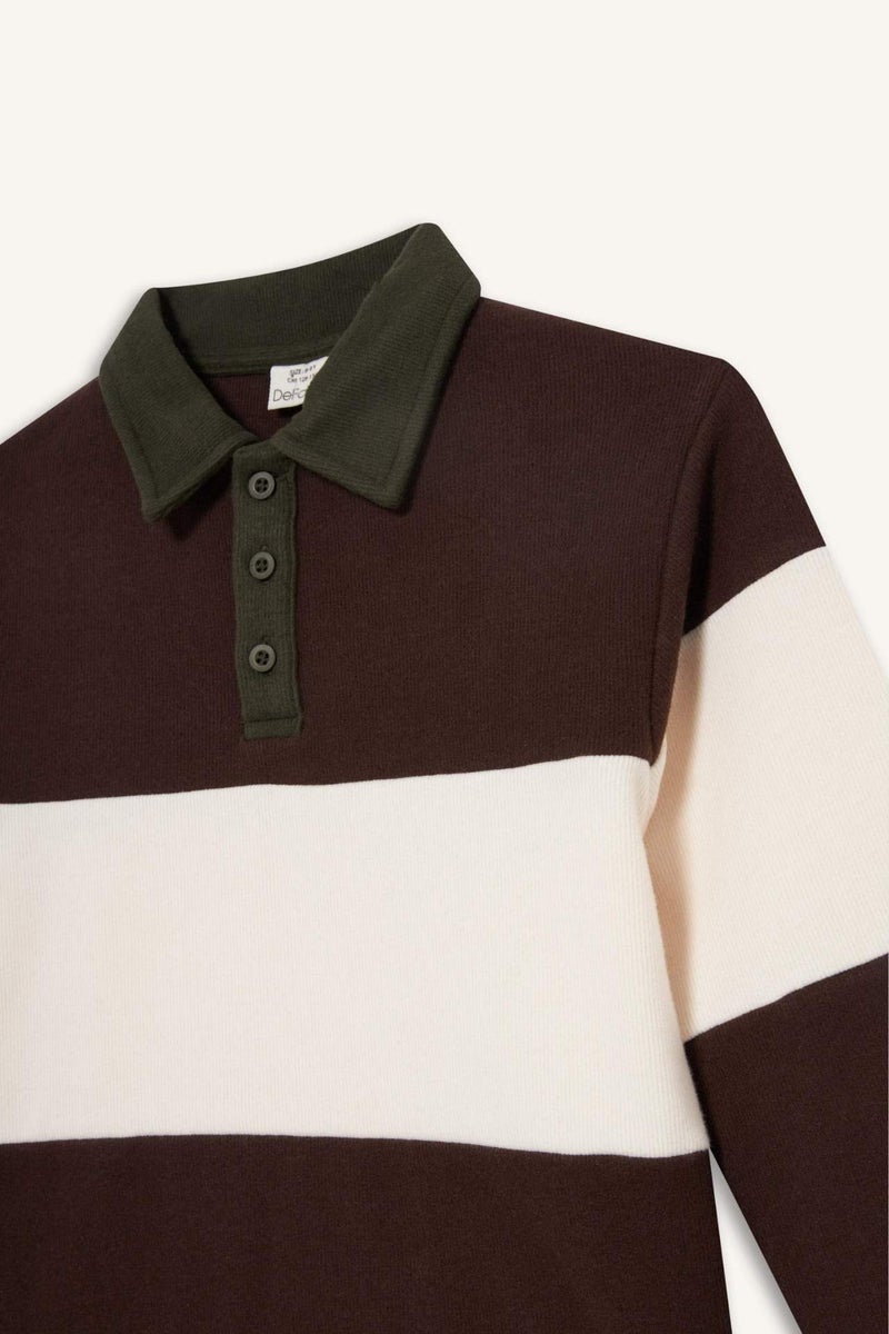 DeFacto Boy Polo Neck Color Block Sweatshirt - Image 4
