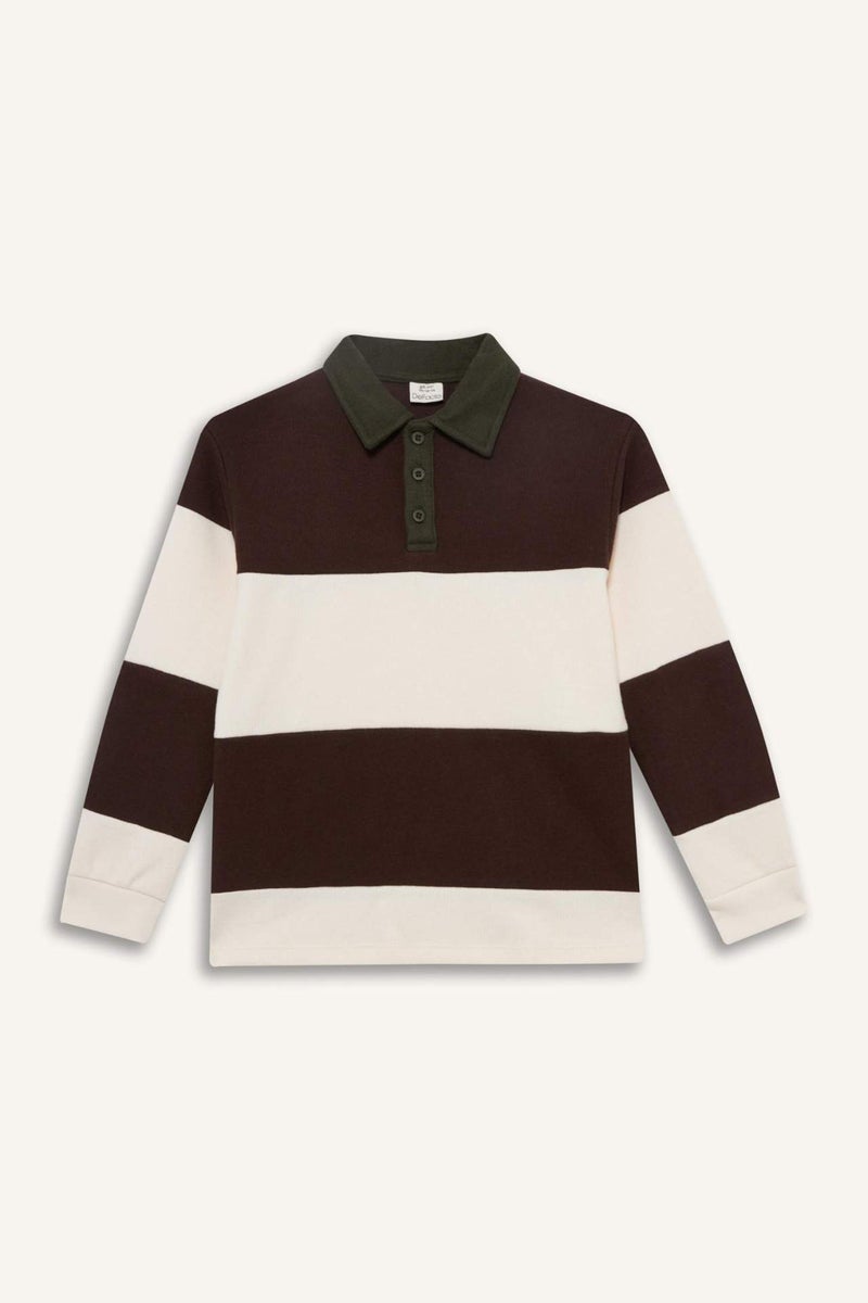 DeFacto Boy Polo Neck Color Block Sweatshirt - Image 3