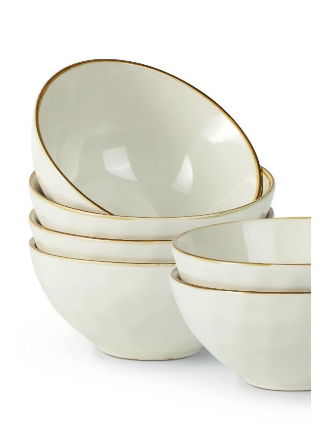 Famiware Ocean Series 6 Pieces Cereal Bowl Set, Round, Vanilla White - Image 1