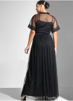 Lace and Beads Side Slit Lace Detail Dress  - Image 2