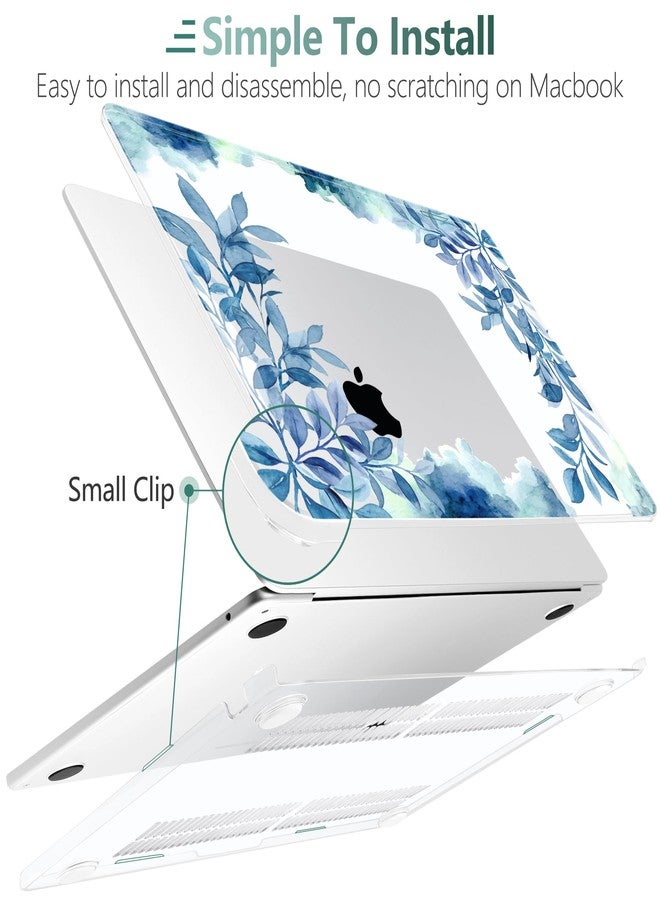 TWOLSKOO for M3 M2 MacBook Air 15 Inch Case 2024 2023 A3114 A2941 with Touch ID, Plastic Hard Shell Cover with Screen Protector & Keyboard Cover for MacBook Air 15.3", Blue Floral - Image 3