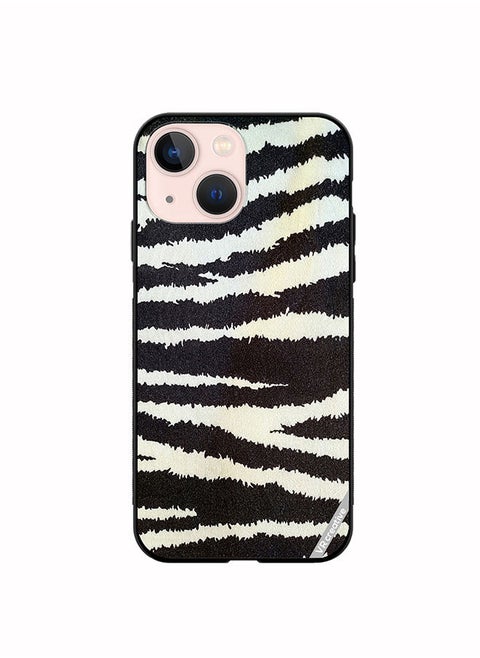 Protective Case Cover For Apple iPhone 14 Plus Cotton Fabric With Zebra Texture Design Multicolour