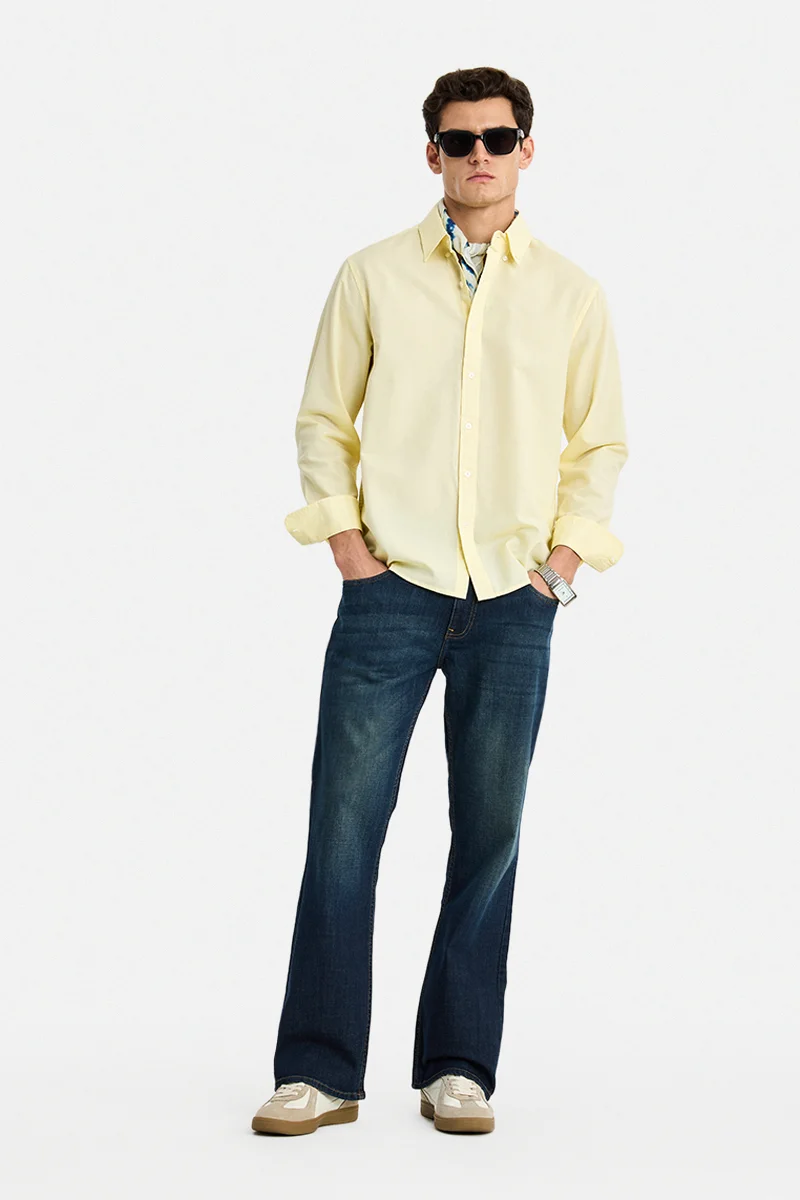 سنيتش Indigo Solid Flared Fit Casual Jeans
