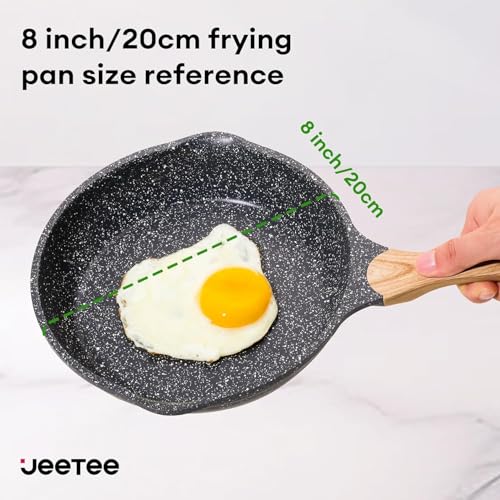 R RUNILEX Non-Stick Frying Pan with Wooden Finish Soft Touch Handle, 2.5mm Thickness, Consumes Less Oil, Even Heat Distribution, Induction Bottom and Gas Ready (Black, 24cm) - Image 4
