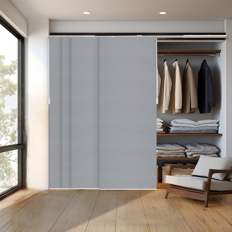 CHICOLOGY CHICOLOGY Sliding Door Blinds  Blinds for Sliding Glass Doors  Sliding Glass Door Blinds  Vertical Blinds for Patio Doors  Room Divider  Skyrise Grey Light Filtering W4686 x H 096 inch 