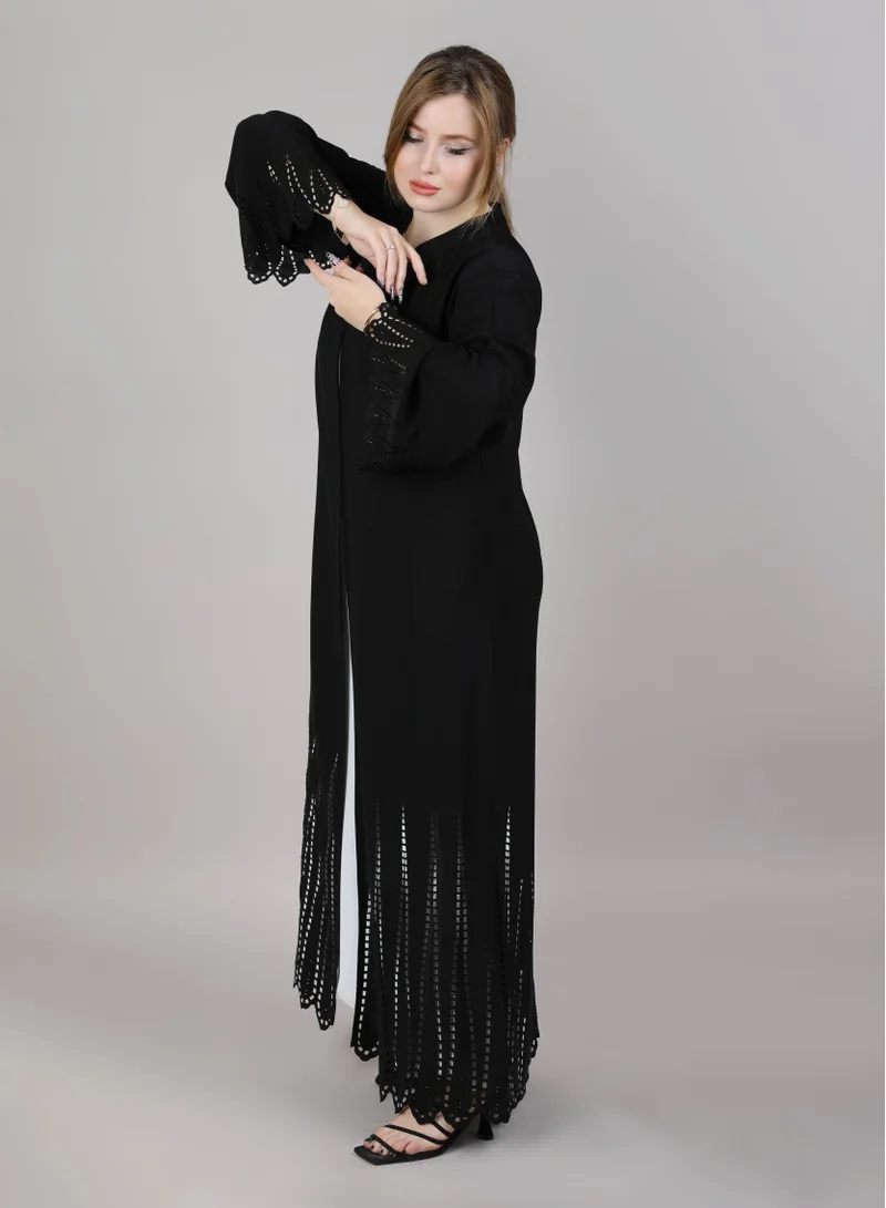 MSquare Fashion MSquare Fashion Black laser Cut Abaya