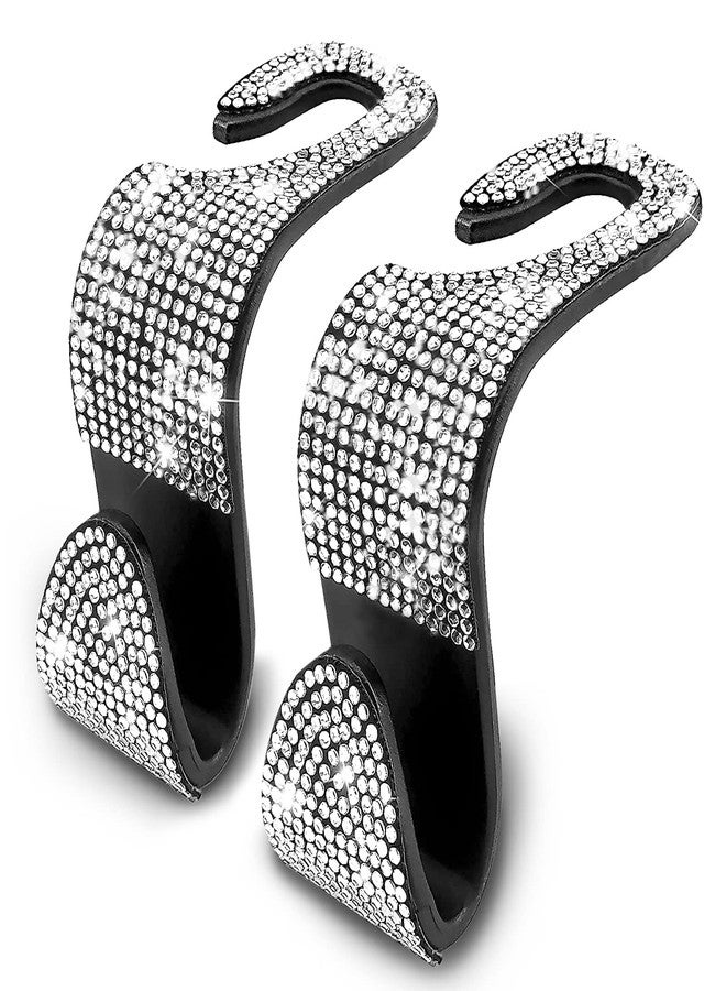 OSIFIT 2PCS Car Seat Hooks, Bling Rhinestone Headrest Hooks, Universal Bling Car Interior Accessories, for Handbag, Clothes, Purse, Water Bottle (White) - Image 1