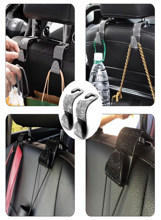 OSIFIT 2PCS Car Seat Hooks, Bling Rhinestone Headrest Hooks, Universal Bling Car Interior Accessories, for Handbag, Clothes, Purse, Water Bottle (White) - Image 5