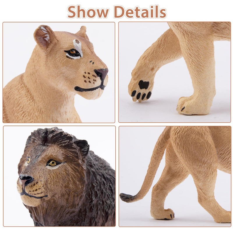 Toymany 6PCS Realistic Lion Figurines with Lion Cubs, 2-5" Jungle Animals Figures Family Set Includes Baby Lions, Educational Toy Cake Toppers Christmas Birthday Gift for Kids Toddlers - Image 4