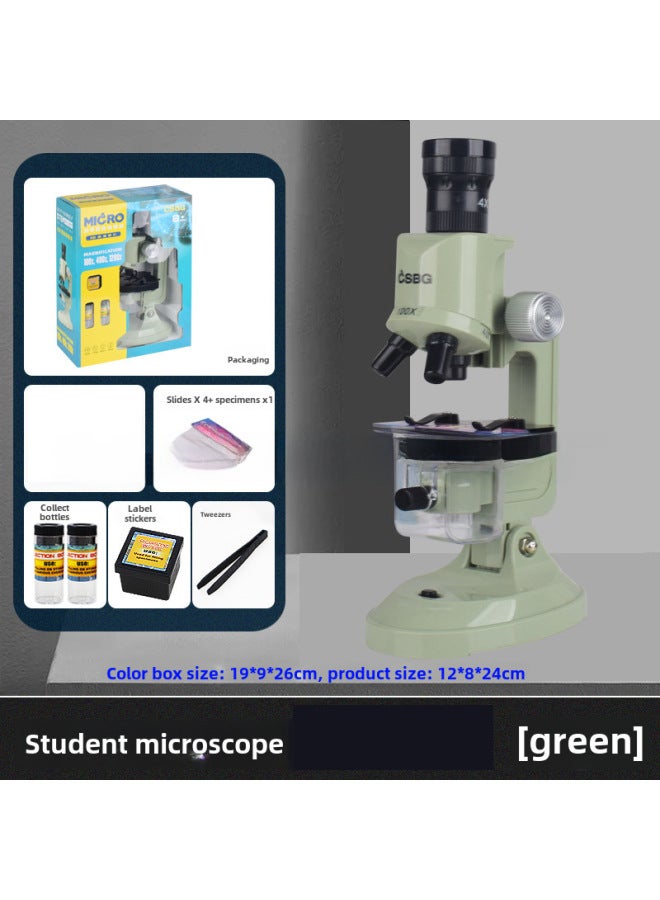 Children's Puzzle Early Education Simulation Biology Science Primary School Students' Laboratory Special High Definition Puzzle Microscope Toy-Color:006 Green Microscope  - Image 1
