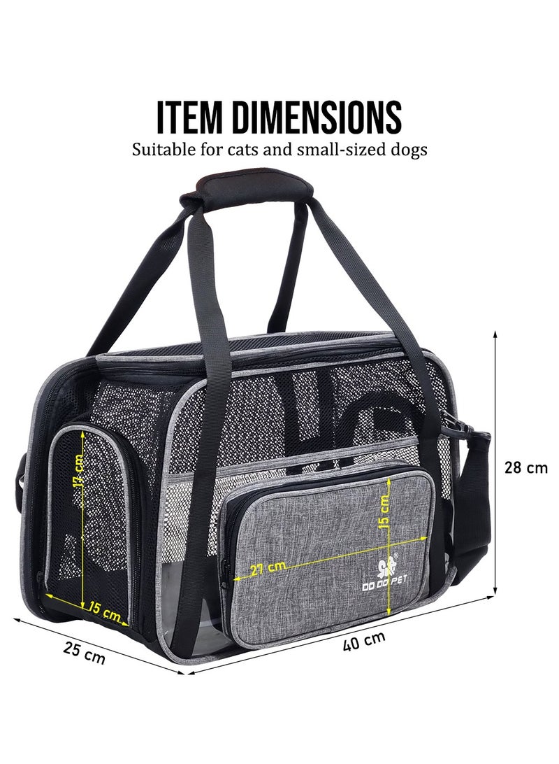 MAJIBAO Portable pet travel bag with Top sided open, Handle, and Breathable Mesh cat carrier, Soft-sided pet carrier with Shoulder strap, comfortable mat & Durable pet carrier for Travel, 40 cm (Grey) - Image 2