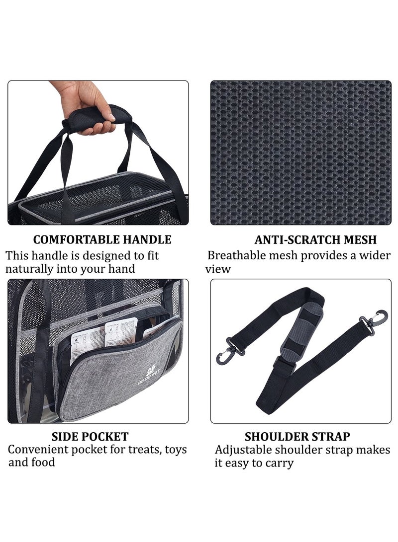MAJIBAO Portable pet travel bag with Top sided open, Handle, and Breathable Mesh cat carrier, Soft-sided pet carrier with Shoulder strap, comfortable mat & Durable pet carrier for Travel, 40 cm (Grey) - Image 3