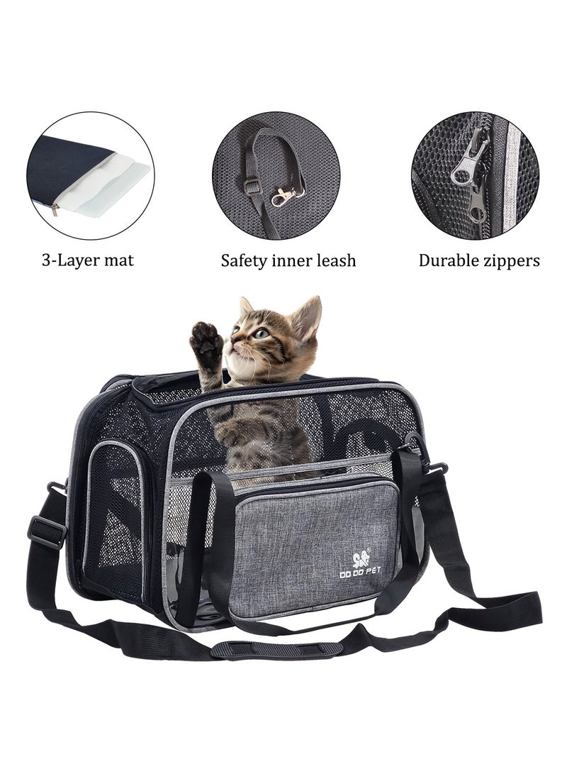 MAJIBAO Portable pet travel bag with Top sided open, Handle, and Breathable Mesh cat carrier, Soft-sided pet carrier with Shoulder strap, comfortable mat & Durable pet carrier for Travel, 40 cm (Grey) - Image 4
