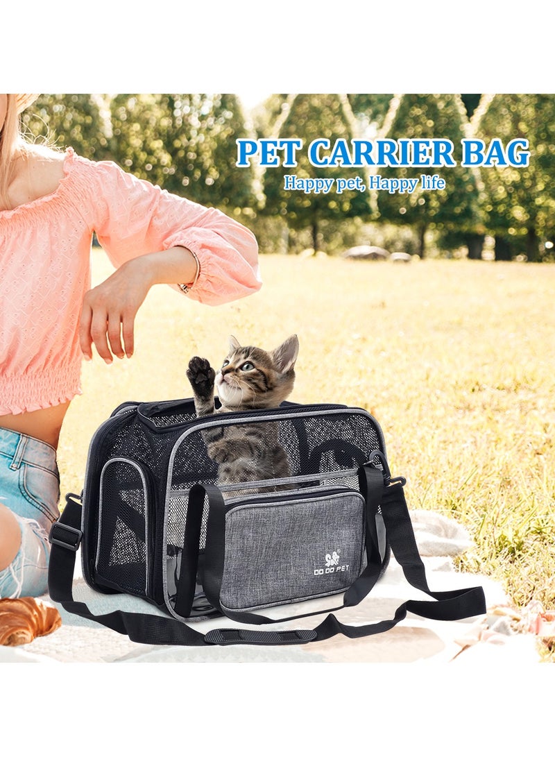 MAJIBAO Portable pet travel bag with Top sided open, Handle, and Breathable Mesh cat carrier, Soft-sided pet carrier with Shoulder strap, comfortable mat & Durable pet carrier for Travel, 40 cm (Grey) - Image 5