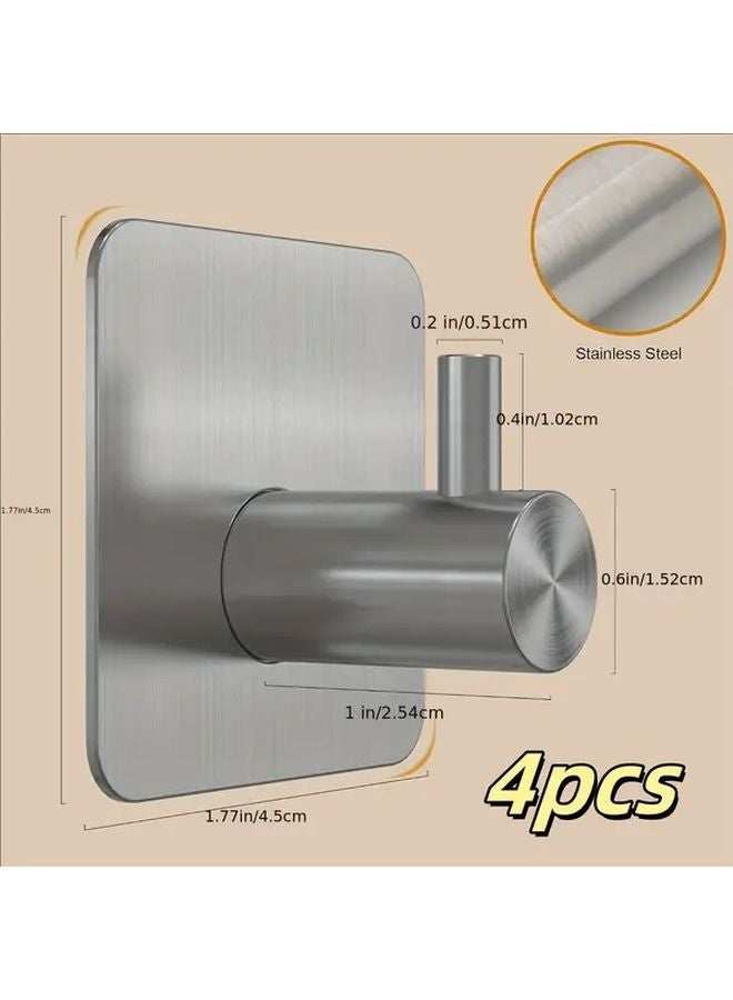 4Pcs Removable Waterproof Robe and Towel Hook Silvery No Punching Bathroom - Image 1