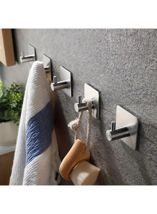 4Pcs Removable Waterproof Robe and Towel Hook Silvery No Punching Bathroom - Image 3