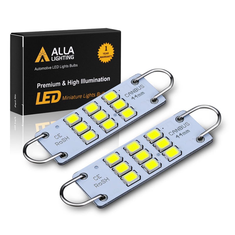مصابيح LED بيضاء فائقة السطوع 44 مم 173 3030 9SMD من Alla Lighting لاستبدال مصابيح الإضاءة الداخلية