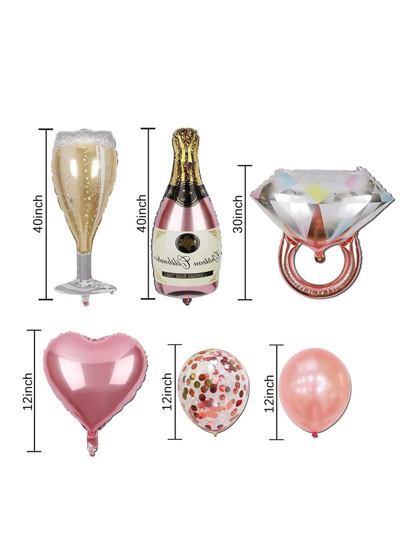 SYOSI بالونات زينة احتفالية للحناء باللون الذهبي الوردي، زينة للعروس، 1 قطعة بالونات حرف العروس، 14 قطعة بالونات لاتكس، 5 قطع بالونات فويل بأشكال مختلفة، شريط ذهبي وردي بطول 10 متر - Image 4