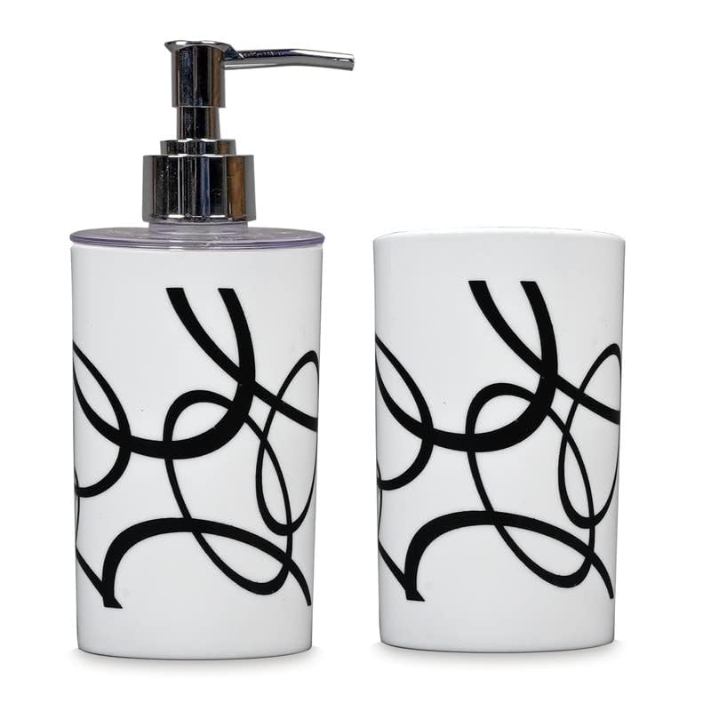 SHENRON Toothbrush Holder and Handwash Liquid Dispenser for Wash Basin, Bathroom and Sink, Bathroom Accessories Set for Utility and Bathroom Décor (White) - Image 2