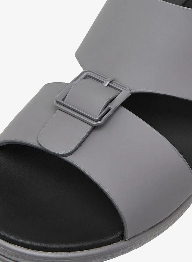 LBL by Shoexpress GREY Buckle Accent Slip-On Sandals for Men | Best Price UAE