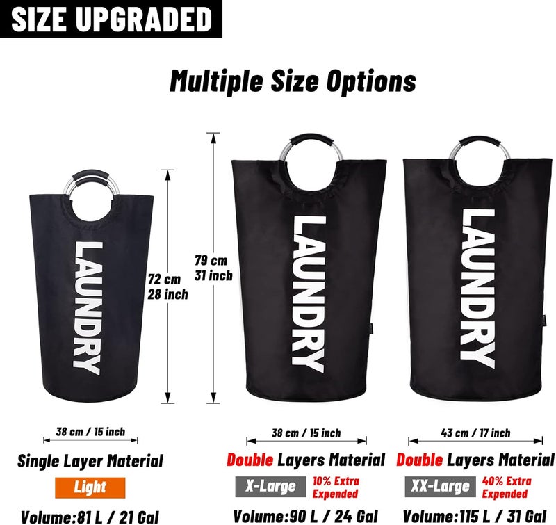 كارويس سلة غسيل 90L (13 لونًا)، سلة غسيل مقاومة للماء، كيس غسيل بمقابض مبطنة، تقف بشكل جيد، سلة غسيل قابلة للطي وسهلة التخزين - Image 2