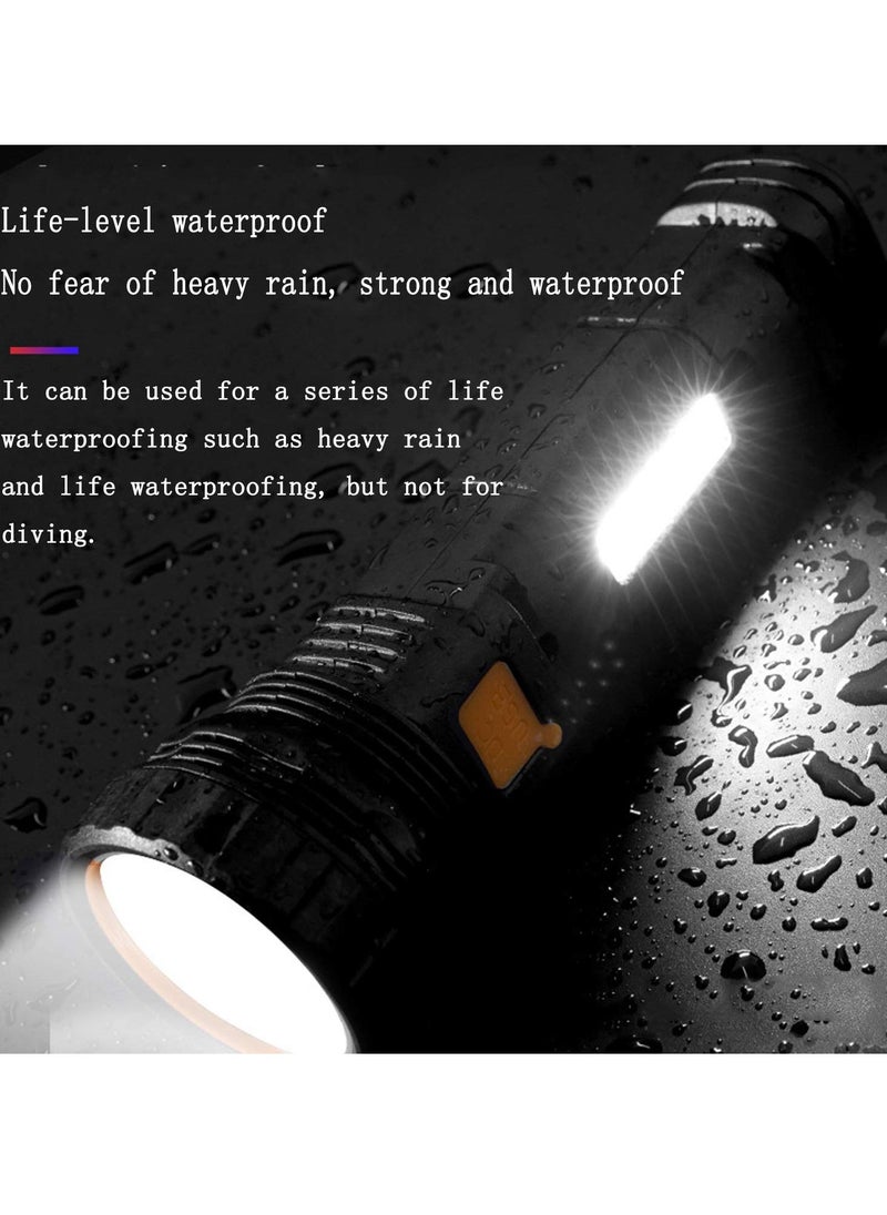 Flashlight, Solar or Rechargeable 1000 Lumens LED Flashlight Multi Function, with Emergency Strobe Light and 1200 Mah Battery, Power Supply USB Charging Cable, Fast Charging - Image 4