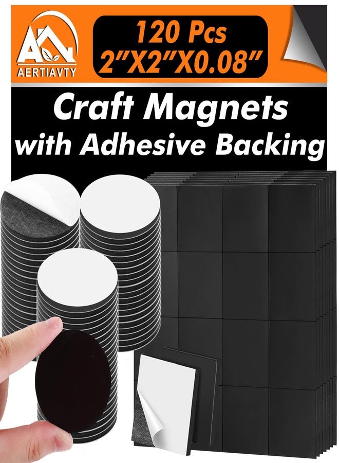 Aertiavty Square and Round Magnets with Adhesive Backing, 120 Pcs 2" Fridge Magnets, Magnetic Tape Strips, 80 Mil Sticky Magnet for Whiteboard, Refrigerator, Crafts, Easy Peel and Stick - Image 1