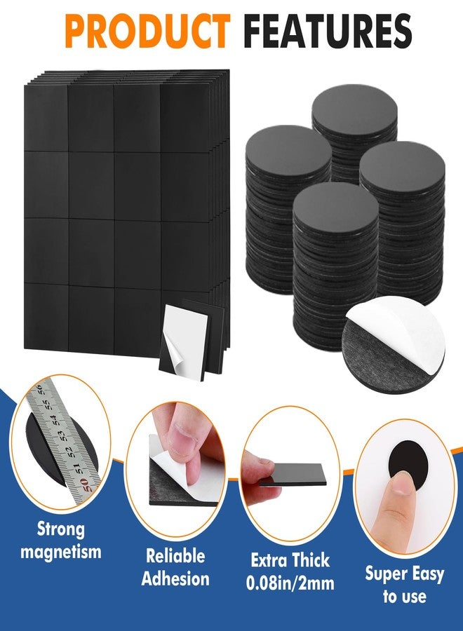 Aertiavty Square and Round Magnets with Adhesive Backing, 120 Pcs 2" Fridge Magnets, Magnetic Tape Strips, 80 Mil Sticky Magnet for Whiteboard, Refrigerator, Crafts, Easy Peel and Stick - Image 4