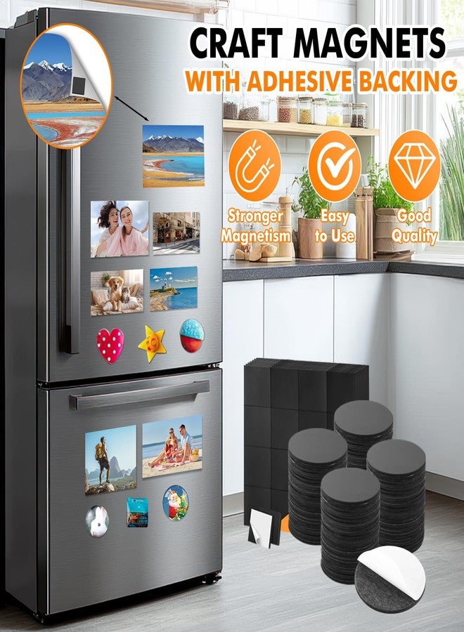 Aertiavty Square and Round Magnets with Adhesive Backing, 120 Pcs 2" Fridge Magnets, Magnetic Tape Strips, 80 Mil Sticky Magnet for Whiteboard, Refrigerator, Crafts, Easy Peel and Stick - Image 2