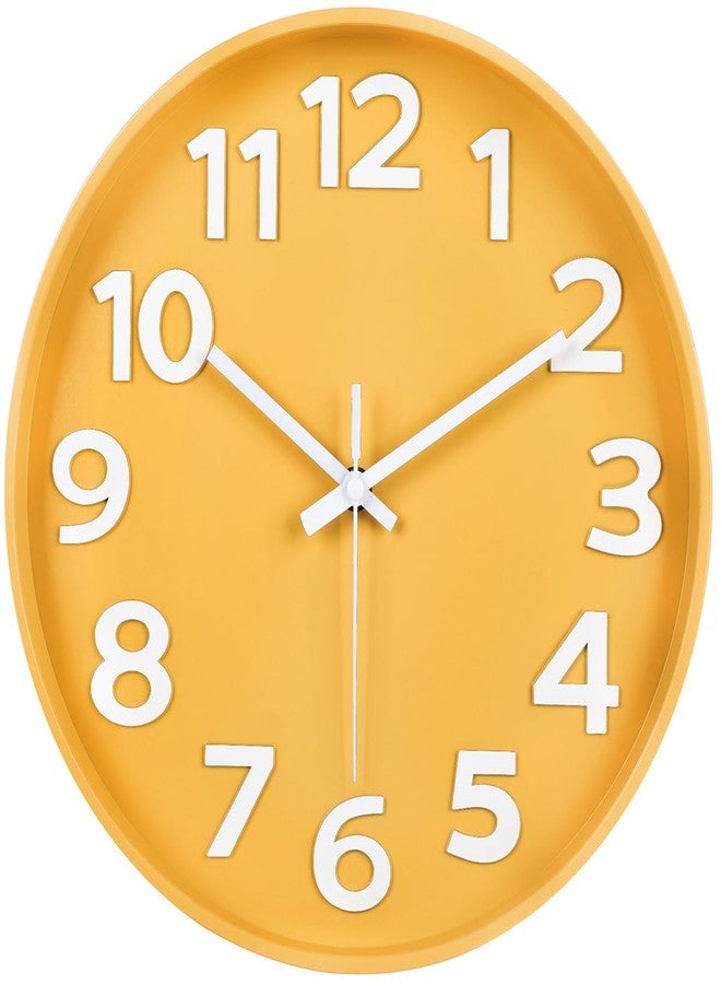 45MinST 12-Inch Modern Yellow Indoor/Outdoor Wall Clock, Silent Non-Ticking, Large Numbers, Accurate Timekeeping, Perfect Decorative Accent for Home or Office (Yellow) - Image 3