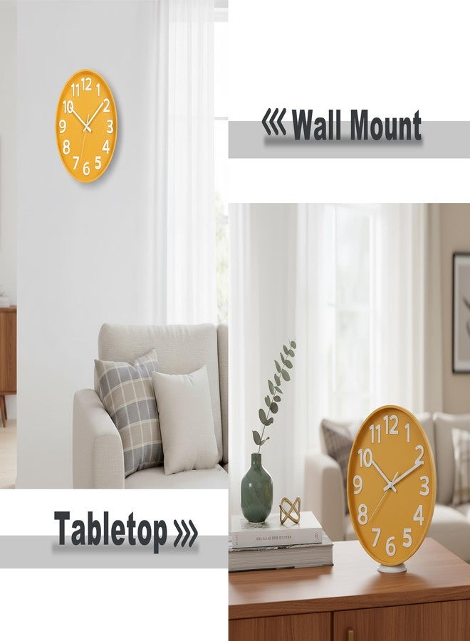 45MinST 12-Inch Modern Yellow Indoor/Outdoor Wall Clock, Silent Non-Ticking, Large Numbers, Accurate Timekeeping, Perfect Decorative Accent for Home or Office (Yellow) - Image 2