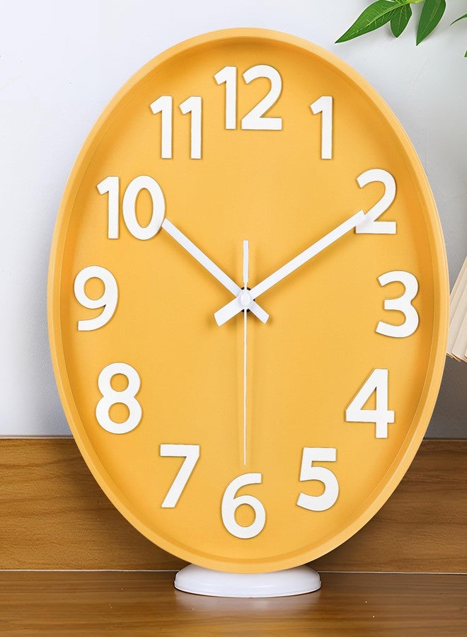 45MinST 12-Inch Modern Yellow Indoor/Outdoor Wall Clock, Silent Non-Ticking, Large Numbers, Accurate Timekeeping, Perfect Decorative Accent for Home or Office (Yellow) - Image 1