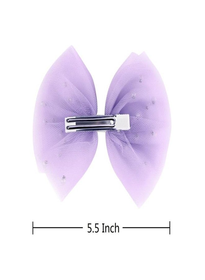 CHIROGRAPHY 2 PCS Luxury Pearl Hair Bows Hair Clips for Toddler Girls - Elegant Ivory Lace Veil Hair Accessories for Birthday, Wedding, Halloween, Thanksgiving, and Christmas Occasions(Purple) - Image 4