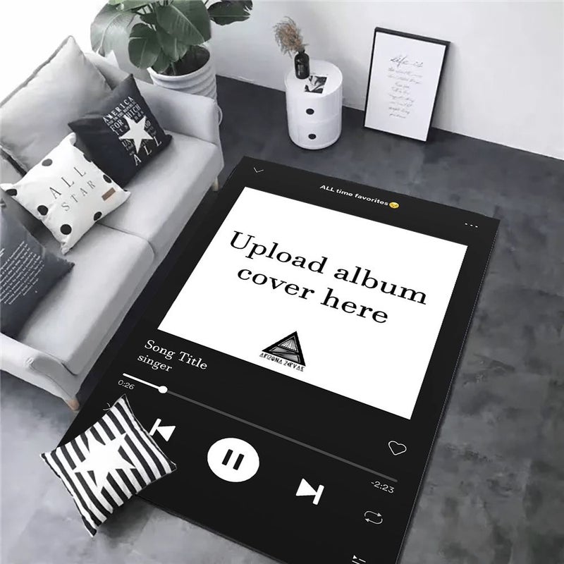1pc Custom Photo Music Player Design Floor Mat Personalized with Uploaded Image Song Title And Artist 100x150cm Flannel Material Ideal Gift For Music Lovers Living Room Bedroom Dorm Or Bedside Decoration - Image 4