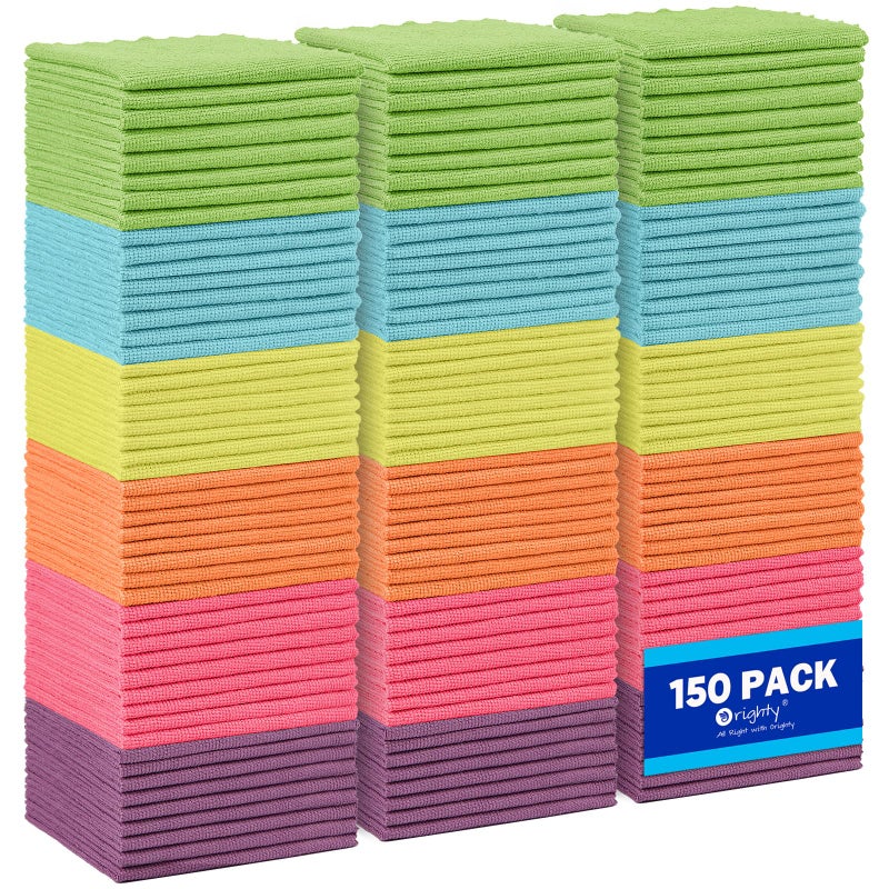 Orighty Microfiber Cleaning Cloths, Pack of 150, Highly Absorbent Cleaning Supplies, Lint Free Cloths for Multiple-use, Powerful Dust Removal Clean Rags for House, Kitchen, Car Care(12x12 inch) - Image 1