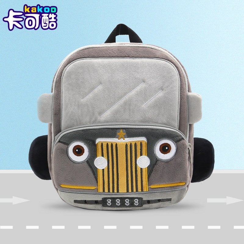 Plush Kids Backpack, Vintage Car Vehicle Design, Soft Lightweight School Bag for Toddlers and Preschool Kids - Image 4