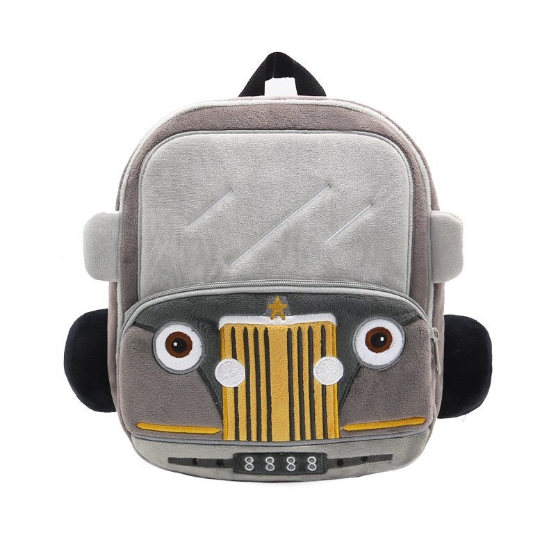 Plush Kids Backpack, Vintage Car Vehicle Design, Soft Lightweight School Bag for Toddlers and Preschool Kids - Image 1