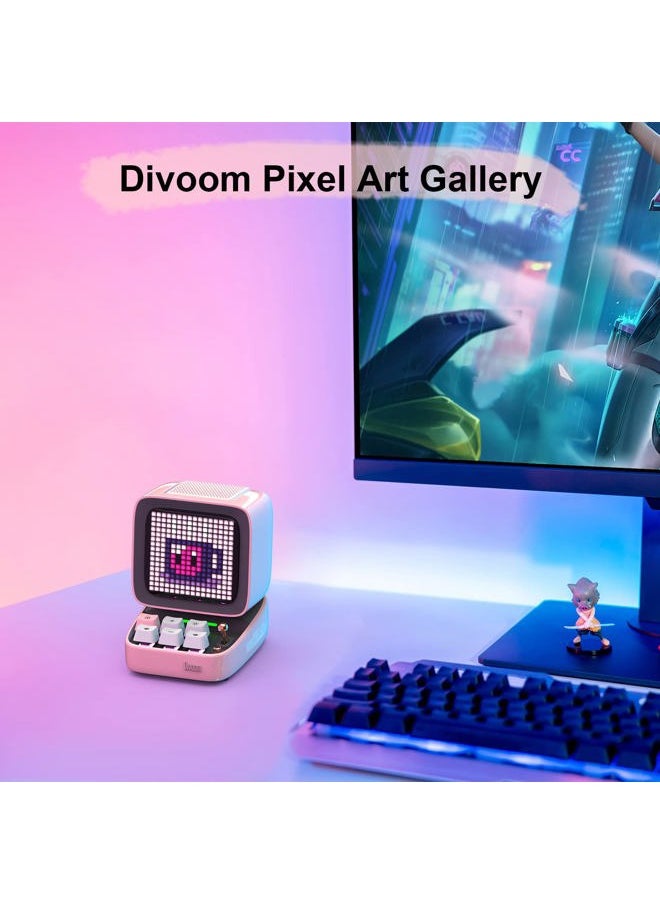 Divoom - Ditoo Retro Pixel Art Game Bluetooth Speaker with 16X16 LED App Controlled Front Screen (Pink) - Image 1