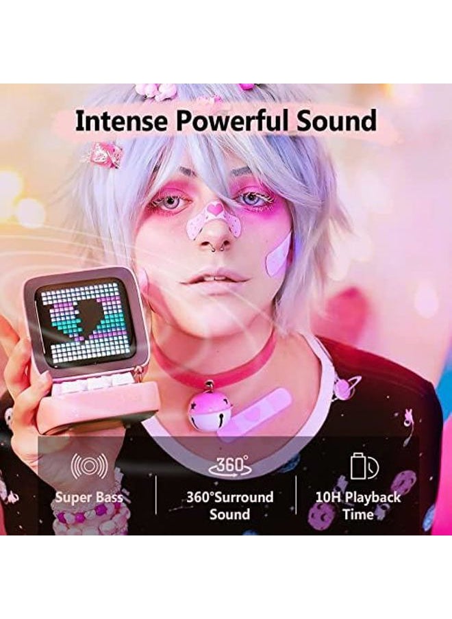 Divoom - Ditoo Retro Pixel Art Game Bluetooth Speaker with 16X16 LED App Controlled Front Screen (Pink) - Image 1
