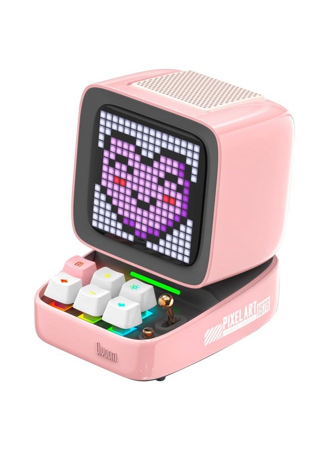 Divoom - Ditoo Retro Pixel Art Game Bluetooth Speaker with 16X16 LED App Controlled Front Screen (Pink) - Image 1