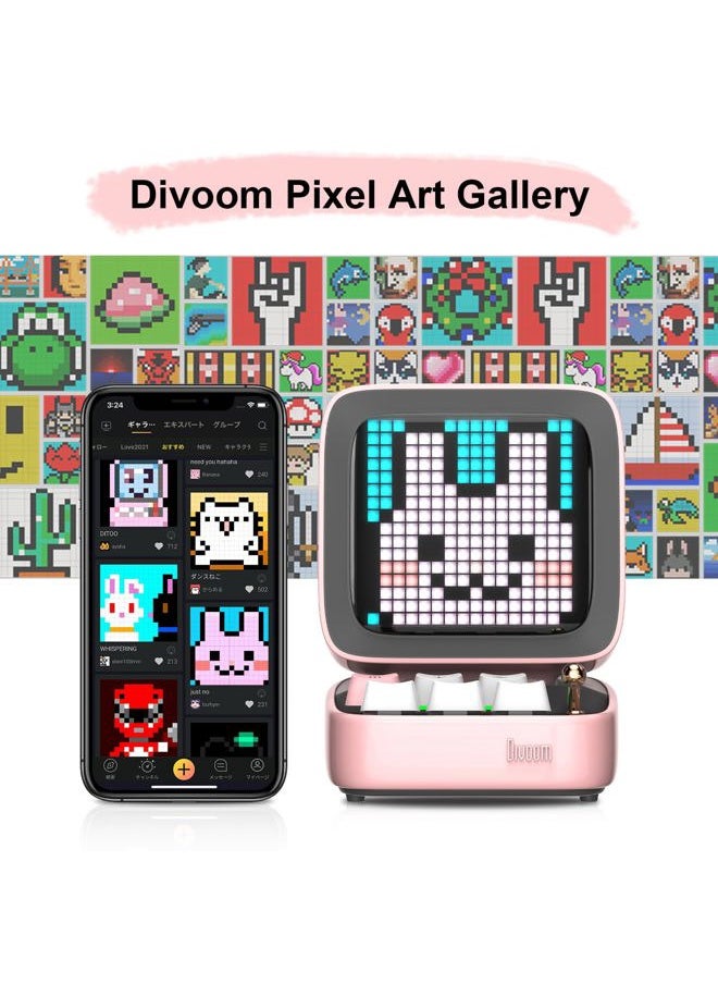 Divoom - Ditoo Retro Pixel Art Game Bluetooth Speaker with 16X16 LED App Controlled Front Screen (Pink) - Image 1