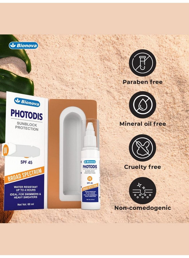 Bionova Photodis Sunscreen Lotion Sunblock-Broad spectrum SPF 45 Lotion for Sun Protection Water Resistant Enriched With Natural Moisturizer 60ml - Image 5