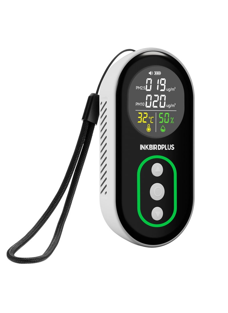 INKBIRD INKBIRDPLUS PM2.5 Indoor Air Quality Monitor, Portable PM2.5 PM10 and Temperature Humidity Detector, with Sound and Light Dual Alert, PM2.5 PM10 Indication, for Home, Office, School  - Image 1