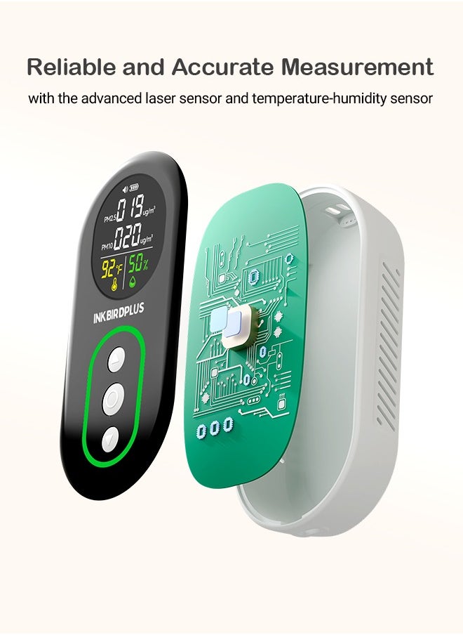 INKBIRD INKBIRDPLUS PM2.5 Indoor Air Quality Monitor, Portable PM2.5 PM10 and Temperature Humidity Detector, with Sound and Light Dual Alert, PM2.5 PM10 Indication, for Home, Office, School  - Image 4