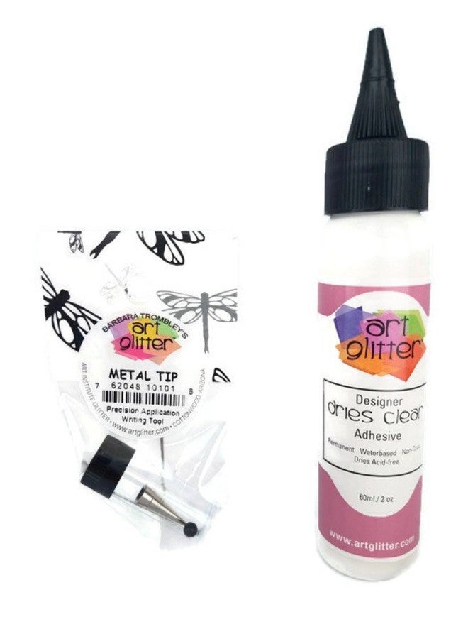 Art Glitter Glue Designer Dries Clear Adhesive 2 oz with Ultra Fine Metal Tip - Image 1